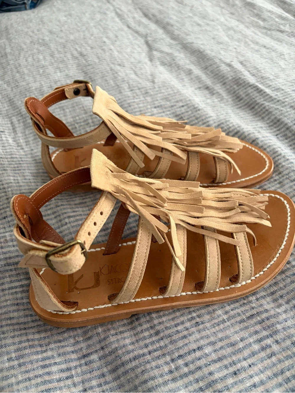 Brand New K.Jacques FREGATE Suede Fringe Gladiator Sandals